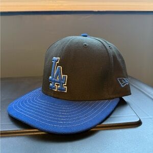 Dodgers Black New Era 59FIFTY Hat Fitted LA Silver Trim National League  7 5/8